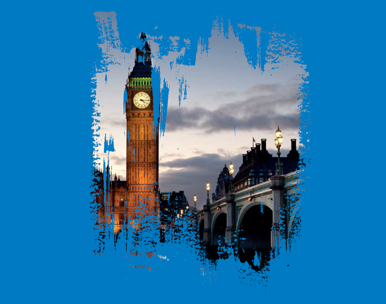 Big Ben with blue background